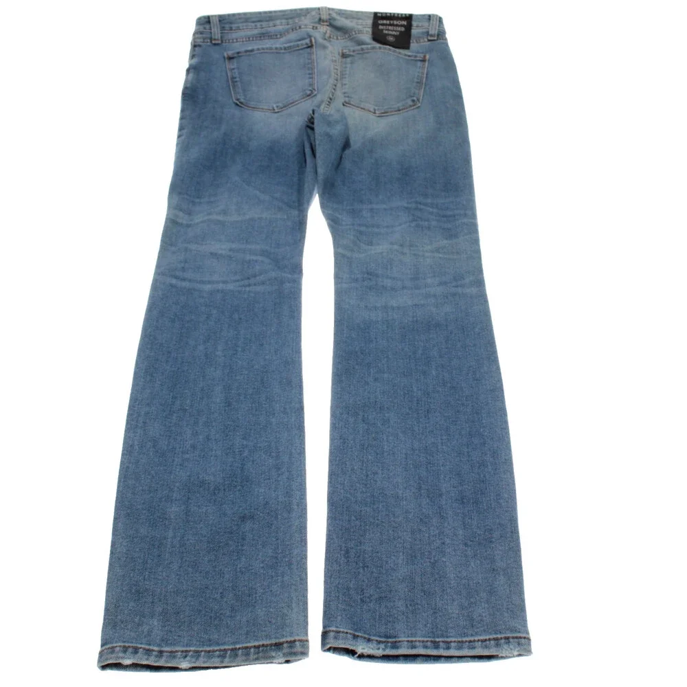 Monfrere NWT Distressed Skinny Jeans Size 34 US Greyson in Blue Cotton Blend